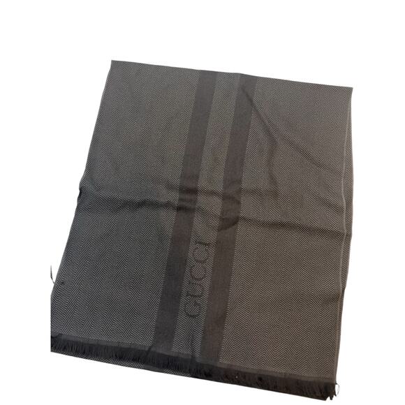 Gucci Unisex Cree Wool Warp Scarf muffler 544628 Dark brown - Picture 7 of 8